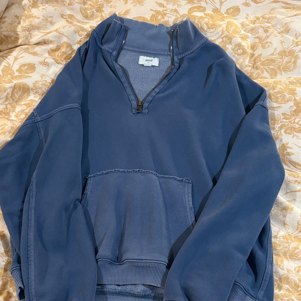 Aerie Navy Zip-Up Sweater